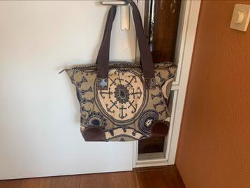 Oilily schoudertas weekendtas reistas canvas met leer  beschikbaar voor biedingen