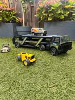 Tonka auto-trailer, jeep, bestelbus en graafmachine, Ophalen, Gebruikt