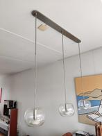 Hanglamp (RVS) met 3 glazen lampenkappen incl. lampen, Modern, Zo goed als nieuw, Ophalen, 75 cm of meer