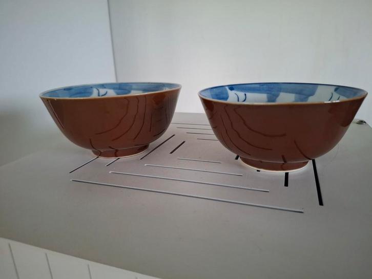 2 Chinese 'Cafe Au Lait' kommen - Ø 12cm, Huis en Inrichting, Keuken | Servies, Kom(men), Overige stijlen, Aardewerk, Ophalen of Verzenden