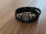 Zwart leren armband, viking teken, Sieraden, Tassen en Uiterlijk, Armbanden, Ophalen of Verzenden, Nieuw, Zwart