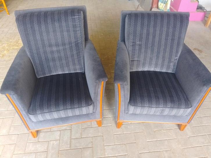 Grijze  stoelen met verstelbare leuning., Huis en Inrichting, Fauteuils, Gebruikt, Ophalen