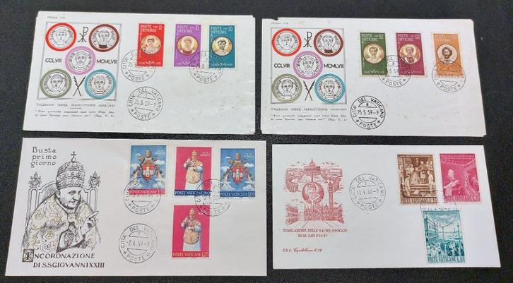 Vaticaanstad 1959–1960 – 4 FDC’s met Paus Johannes XXIII, Postzegels en Munten, Postzegels | Eerstedagenveloppen, Onbeschreven