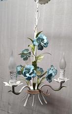 Vintage Bloemenlamp Metaal Blauw Frans, Huis en Inrichting, Ophalen of Verzenden, Gebruikt, Metaal, Vintage
