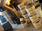 Bloembak half wijnvat whiskyvat palmboom hout vijgenboom, Tuin en Terras, Tuin, Gerard Krale, Rond, Nieuw