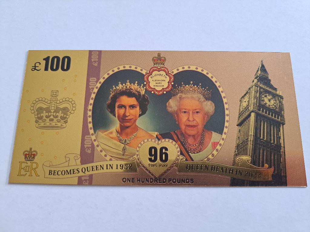 GOUDFOLIE BILJET -KONINGIN ELIZABETH -ENGELAND, Verzenden, Overige landen, Los biljet