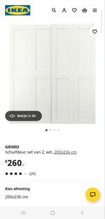 GRIMO Schuifdeur Set - Wit 200 x 236. Nieuw. Lees beschrijv., Huis en Inrichting, Kasten | Kledingkasten, Overige materialen, Met deur(en)