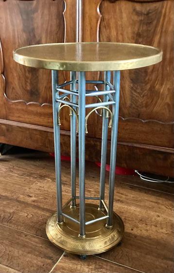 Weense Secessie tafeltje pedestal bijzettafel messing chroom beschikbaar voor biedingen