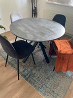 Ronde eethoek met 4 stoelen, Huis en Inrichting, Tafels | Eettafels, Ophalen, Rond, Zo goed als nieuw, Metaal