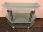 Metalen tv meubel met glazen planken afm 100x50x72 (lxbxh), Ophalen, Gebruikt, 100 tot 150 cm, Glas