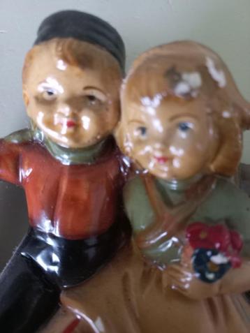 Antiek Folklore beeldje van boer en boerin in klederdracht!! beschikbaar voor biedingen