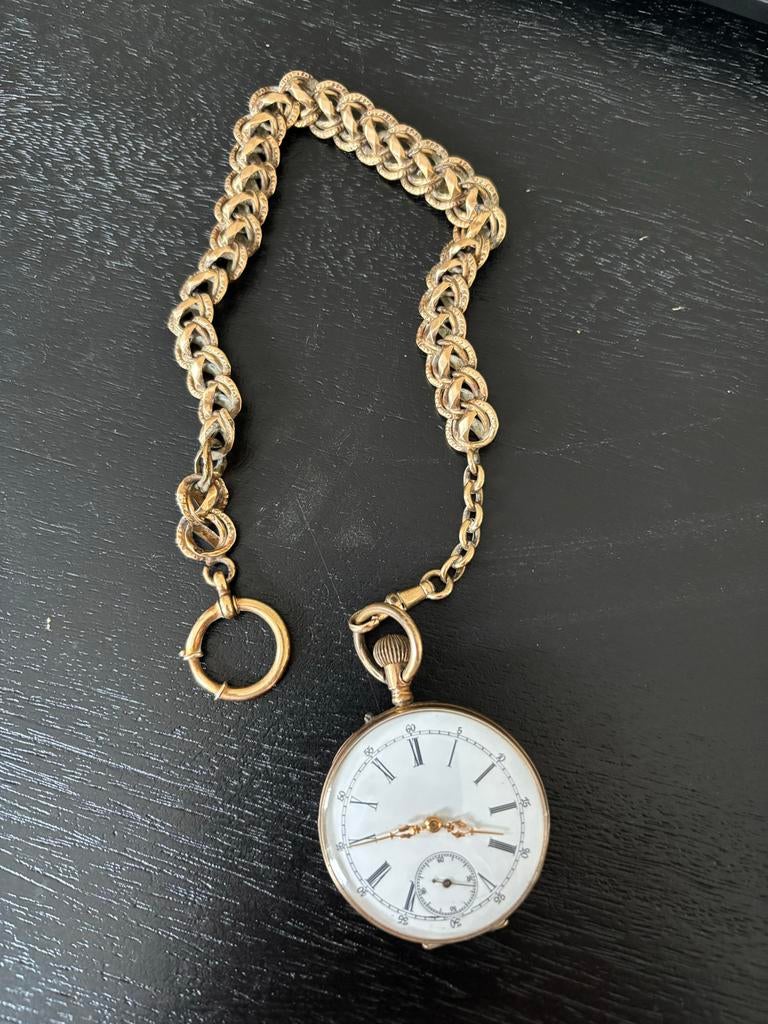 Zakhorloge met bijpassende ketting, Antiek en Kunst, Ophalen