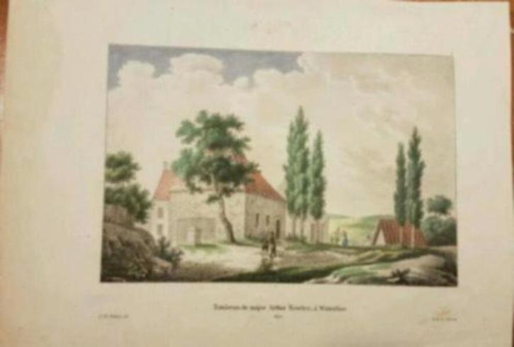 ingekleurde ets Jean Baptiste Jobard waterloo 1827 napoleon, Antiek en Kunst, Kunst | Etsen en Gravures, Ophalen