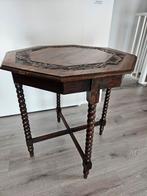 Mooie gave antieke bijzettafel, Minder dan 55 cm, Gebruikt, Rond, Ophalen