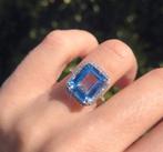 Grote blauwe zirkoon 925 sterling zilveren ring, Sieraden, Tassen en Uiterlijk, Ringen, Nieuw, Ophalen of Verzenden, 17 tot 18