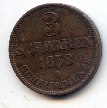 Duitsland Oldenburg 3 Schwaren 1858 beschikbaar voor biedingen