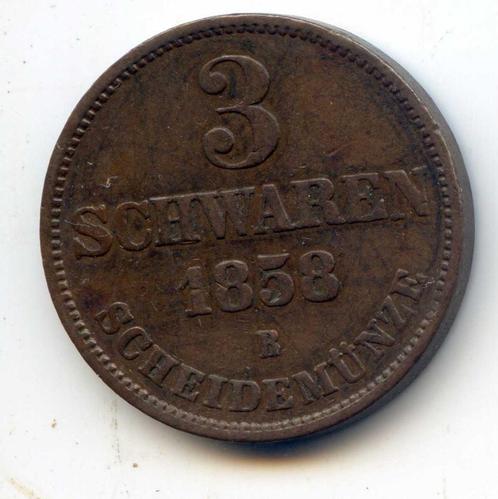 Duitsland Oldenburg 3 Schwaren 1858, Postzegels en Munten, Munten | Europa | Niet-Euromunten, Duitsland, Ophalen of Verzenden