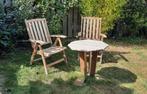 3-delig Scandinavisch houten tuinset, 2 ligstoelen/1tafel, Ophalen, Gebruikt, Hout, 2 zitplaatsen