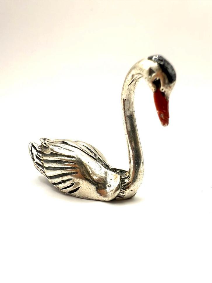 Zilveren Miniatuur Zwaan - 800 Keurmerk, Antiek en Kunst, Antiek | Goud en Zilver, Ophalen of Verzenden