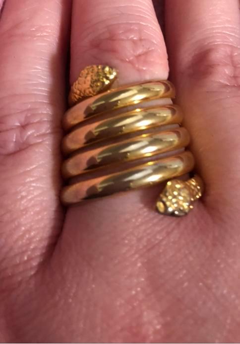 Ring Slang Vintage Goud Kleir Aparte Grote Ring, Sieraden, Tassen en Uiterlijk, Ringen, Zo goed als nieuw, Dame, Kleiner dan 17