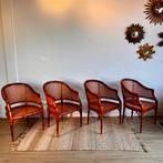 4 Faux bamboo bamboe stoelen vintage. Giorgetti Regency, Bruin, Vintage, Vintage, Zo goed als nieuw