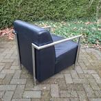 3x moderne design  kubus fauteuil zwart leer met chroom, Ophalen, Zo goed als nieuw, Leer