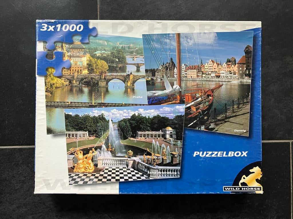 Wild Horse Puzzelbox 3x1000 stukjes, Ophalen of Verzenden, Meer dan 1500 stukjes, Gebruikt, Legpuzzel
