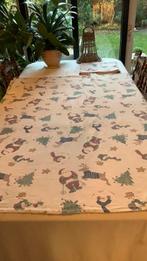 Tafelkleed Kerst écrukleurig katoen met kerstdecoratie/2 st., Ophalen of Verzenden, Gebruikt