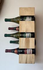 Hangend wijnrek van Suar-hout voor aan de wand - 5 flessen, Nieuw, Ophalen of Verzenden, Hout