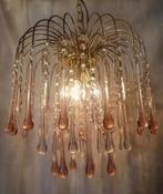 Vintage XXL Murano teardrop hanglamp  roze kroonluchter, Huis en Inrichting, Lampen | Kroonluchters, Ophalen of Verzenden