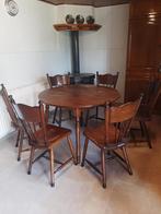 Uitschuifbare Eikenhouten tafel met 6 Oirschotse stoelen, Huis en Inrichting, Tafels | Eettafels, Ophalen, Gebruikt, Vijf personen of meer