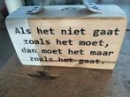 Houten tekst blok, Ophalen of Verzenden, Zo goed als nieuw
