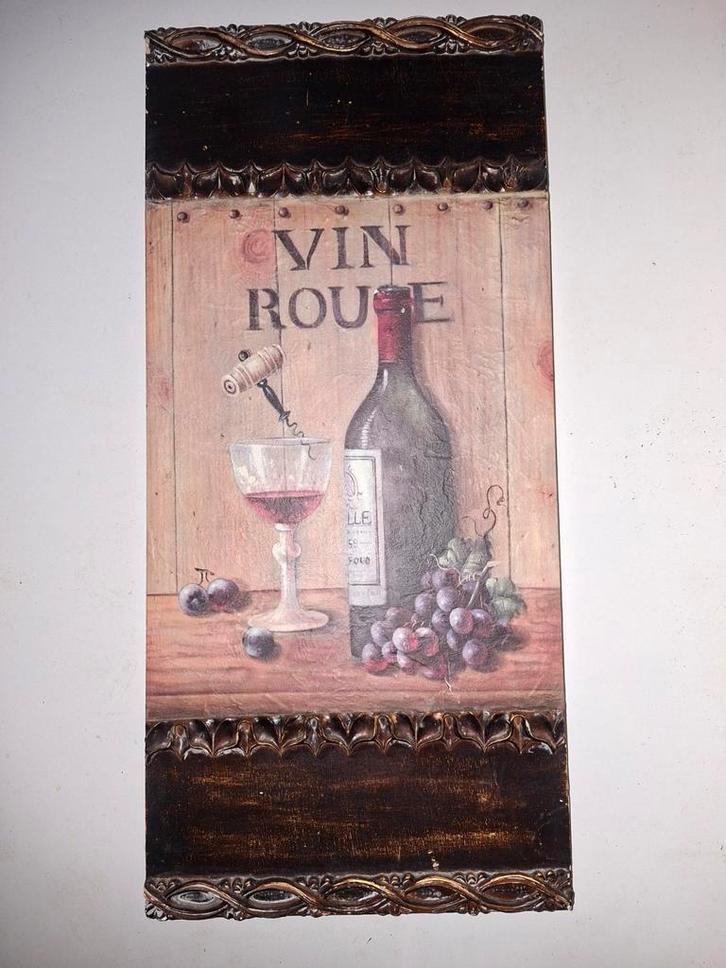 Vintage 'Vin Rouge' Schilderij, Huis en Inrichting, Woonaccessoires | Wanddecoraties, Zo goed als nieuw, Ophalen of Verzenden
