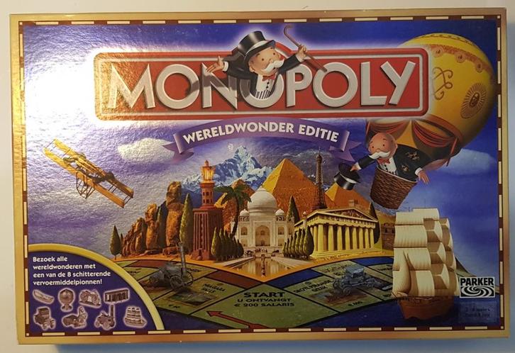 Monopoly Wereldwonder editie, Hobby en Vrije tijd, Gezelschapsspellen | Bordspellen, Zo goed als nieuw, Een of twee spelers, Drie of vier spelers