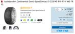 Continental Conti-Sportcontact 225/45 R18 95 Y MO FR, Ophalen, 18 inch, Nieuw, Band(en)