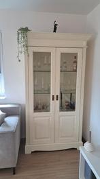 2 Champagnekleurige vitrinekasten met LED verlichting, Ophalen, Met deur(en), 100 tot 150 cm, 25 tot 50 cm