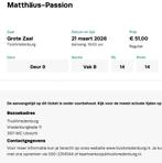 Kaartje concert Matthäus-Passion Tivoli, 21 maart, Tickets en Kaartjes, Eén persoon, Maart