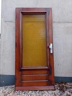 Hardhouten voordeur met glas 211x96 links nr binnen draaiend, Doe-het-zelf en Verbouw, Deuren en Horren, 80 tot 100 cm, Gebruikt