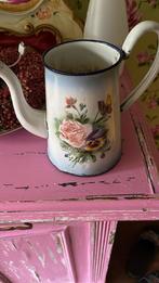 Oude Emaille Japy Kan met Bloemen, Ophalen