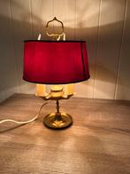 Vintage Franse Bouillotte Lamp – Messing & Karmijnrood, Ophalen of Verzenden