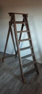 Vintage houten schilders trap ladder, Doe-het-zelf en Verbouw, Ladders en Trappen, Ophalen, Gebruikt, Minder dan 2 meter