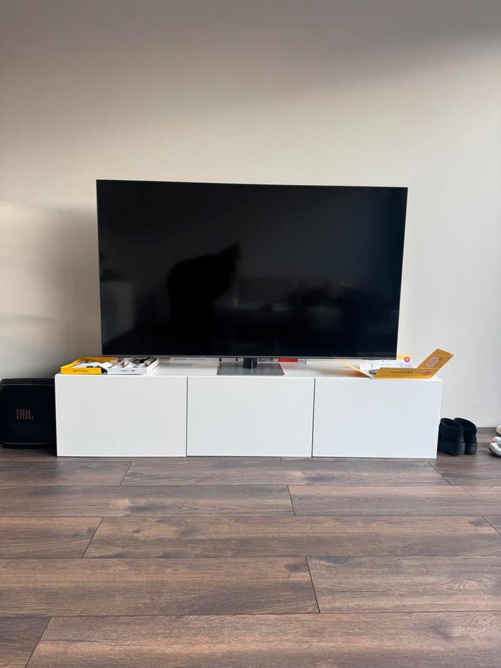 Witte Ikea Besta TV Meubel, Huis en Inrichting, Kasten | Televisiemeubels, Zo goed als nieuw, Minder dan 100 cm, 150 tot 200 cm