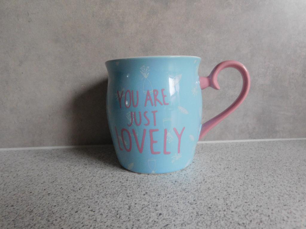Mok 280 ml. New Bone China You are just Lovely Hema, Ophalen of Verzenden, Zo goed als nieuw, Overige stijlen, Kop(pen) en/of Schotel(s)