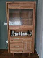 Massief Wild Eiken Vitrinekast, Ophalen, Glas, 150 tot 200 cm, 25 tot 50 cm