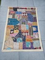 Prachtige heel grote wandtapijt patchwork doek jaren 70 indi, Ophalen of Verzenden