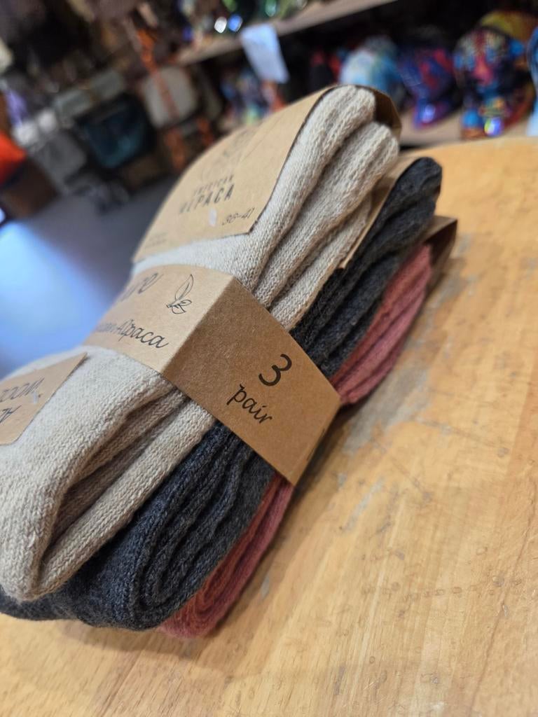 Alpaca wollen sokken - 3 paar - maat 36-41, Kleding | Dames, Sokken en Kousen, Overige kleuren, Maat 35 t/m 38, Nieuw, Ophalen of Verzenden