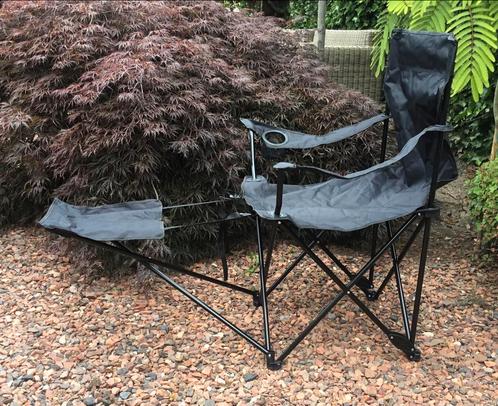 Campingstoel met Voetensteun - Zwart, Caravans en Kamperen, Kampeermeubelen, Nieuw, Campingstoel, Ophalen