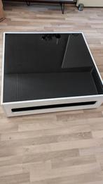 Witte salontafel met zwart glas, Huis en Inrichting, Tafels | Salontafels, Ophalen, Gebruikt, 100 tot 150 cm, 50 tot 100 cm
