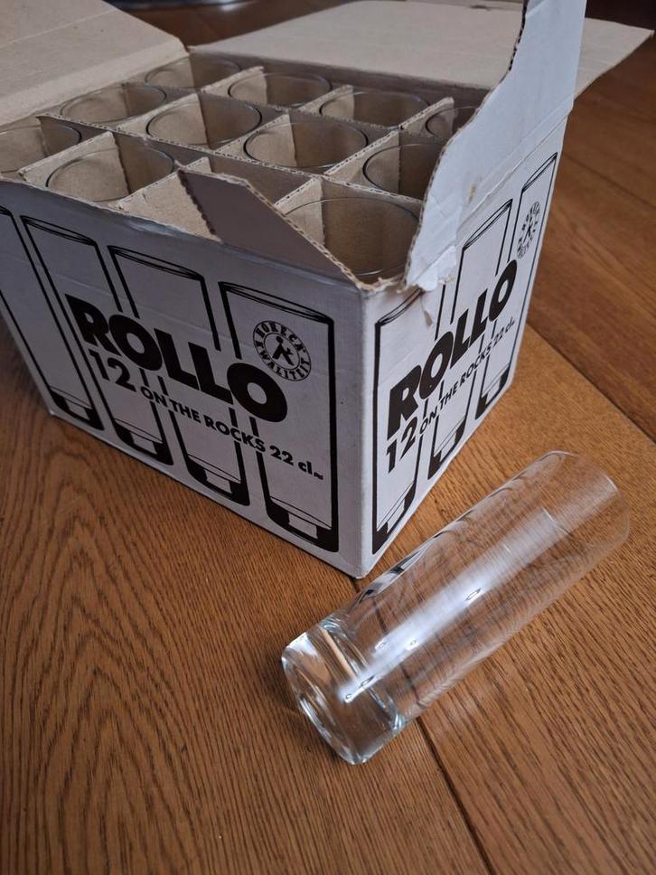 12 stuks vintage Rollo Longdrink Glazen - Nieuw in doos., Huis en Inrichting, Keuken | Servies, Nieuw, Glas of Glazen, Effen, Glas