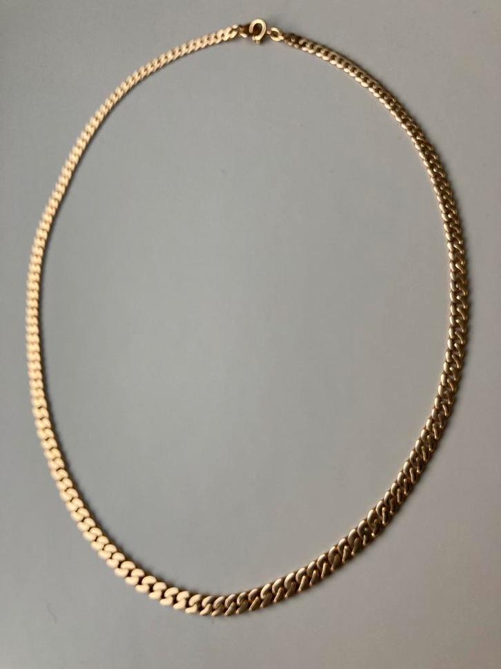 Gouden vintage ketting massief 18 karaat gourmet, Sieraden, Tassen en Uiterlijk, Kettingen, Goud, Ophalen of Verzenden